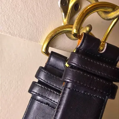 VTG Coach Glove-Tanned Leather Belts (2): Size Large - Navy & Black