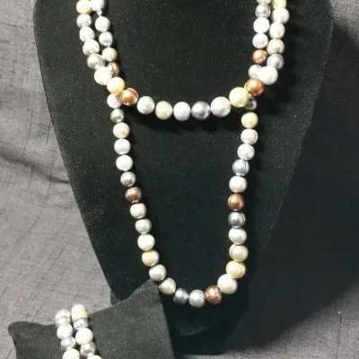 Multi-color Fresh Water Pearl Necklace & Bracelet 