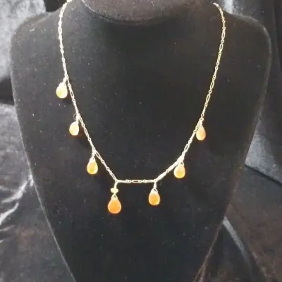 Orange Carnelian Teardrop Necklace 