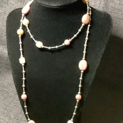 Carolyn Pollack Sterling Rhodulite & Pearl Bead Necklace 