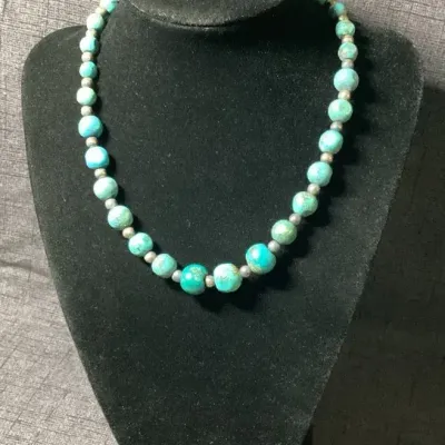 Turquoise With Sterling Bead Necklace 