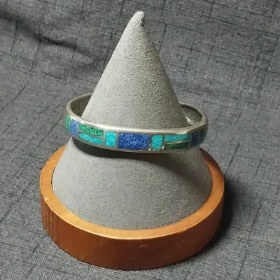 Sterling & Chipped Stone Cuff Bracelet 