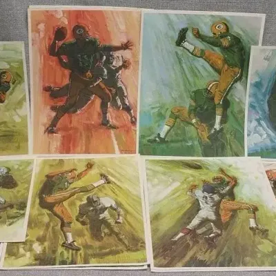 Vintage 1966 Green Bay Packers In Action Mobile Oil Prints