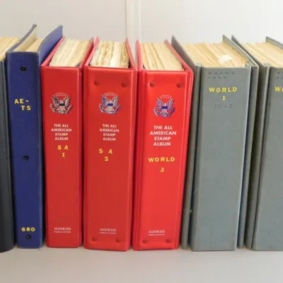 Stamp Collecting Albums: World, South America, Mexico and Trucial States