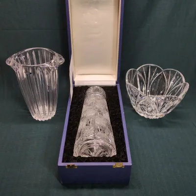 Block Crystal Bowl & Bohemia Crystal Vase
