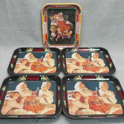 Metal Coca Cola Christmas Trays
