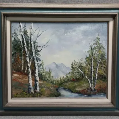 Mountain Scene Painting by K. Mayer