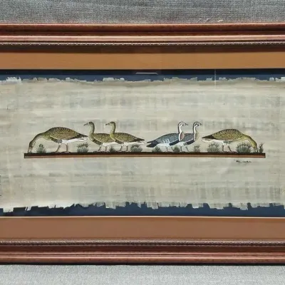 Egyptian Papyrus Art Highlighting Geese