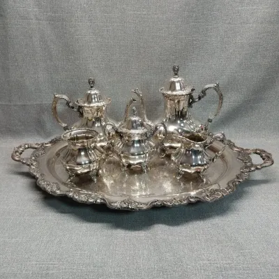 Lancaster Rose Silver Plate Tea Set