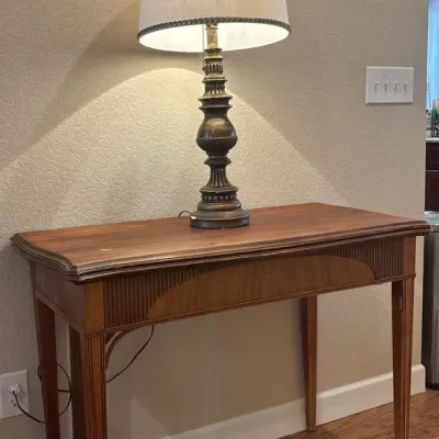 Vintage Table and Lamp, Includes 3 Leaves for the Table