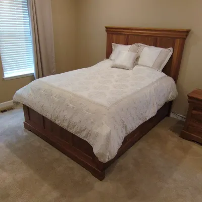Queen Solid Wood Bedframe With Drawers & Mattress