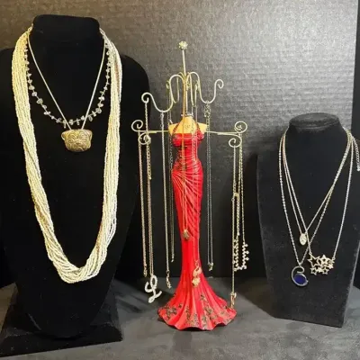 Red Dress Necklace Holder & Costume Necklaces