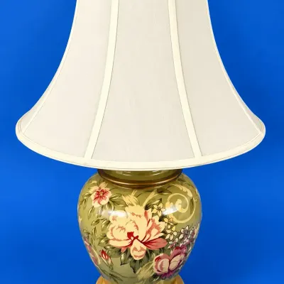 Ornate Floral Olive Ginger Jar Lamp