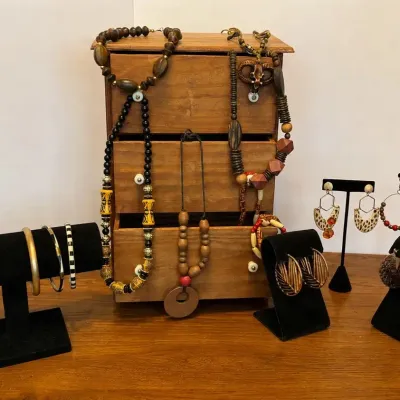 Vintage Rustic Jewelry Box & Costume Jewelry