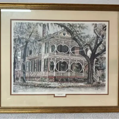 Gregory “G. Myrick” – “The Gingerbread House,” Savannah, GA – Framed Architectural Print, 1995