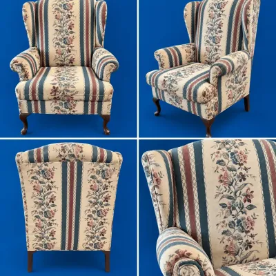 Vintage Floral Wingback Chair 