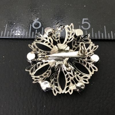 Vintage Silver Filagree Blue Glass Scatter pin Brooch
