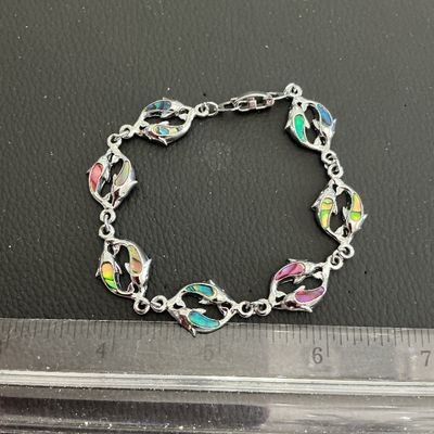 Sale Photo Thumbnail #227: Very cute Silver Tone with enamel dolphin fashion bracelet 
Please see attached pictures