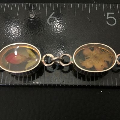 Sterling Silver Pressed Flower Vintage Bracelet