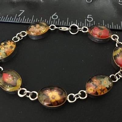 Sterling Silver Pressed Flower Vintage Bracelet