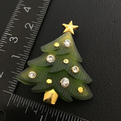 Cute Christmas tree brooch, signed LC