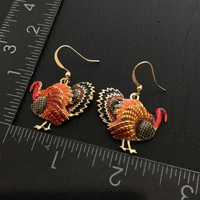 Cute enamel turkey earrings