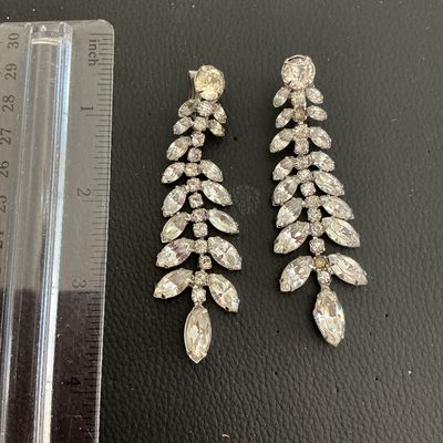 Sale Photo Thumbnail #175: Vintage Silver tone dangle earrings with Rhinestones 
Please see attached pictures