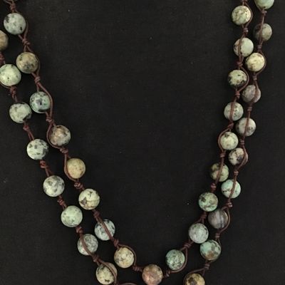 Matte African Turquoise like Beaded Necklace Vintage