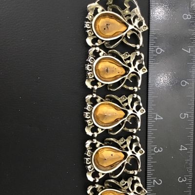Green Glass Vintage Panel Bracelet