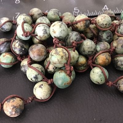 Matte African Turquoise like Beaded Necklace Vintage