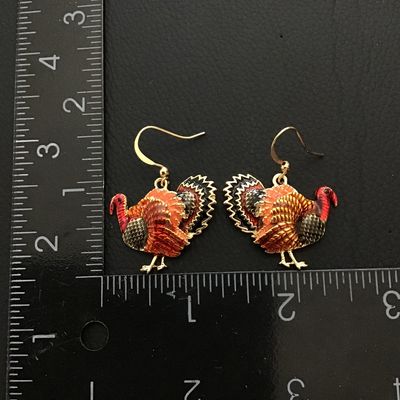 Cute enamel turkey earrings