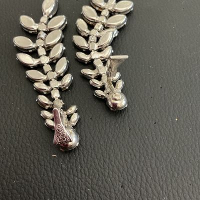 Sale Photo Thumbnail #179: Vintage Silver tone dangle earrings with Rhinestones 
Please see attached pictures