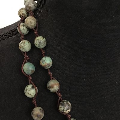 Matte African Turquoise like Beaded Necklace Vintage