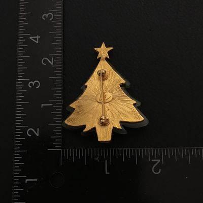 Cute Christmas tree brooch, signed LC