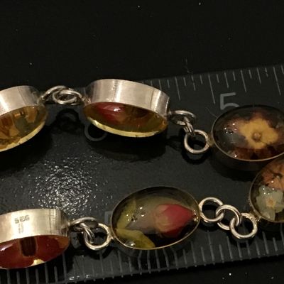 Sterling Silver Pressed Flower Vintage Bracelet