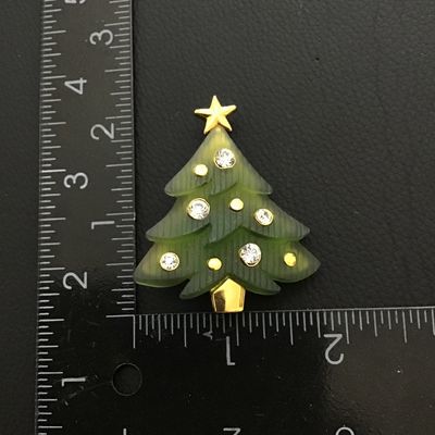 Cute Christmas tree brooch, signed LC