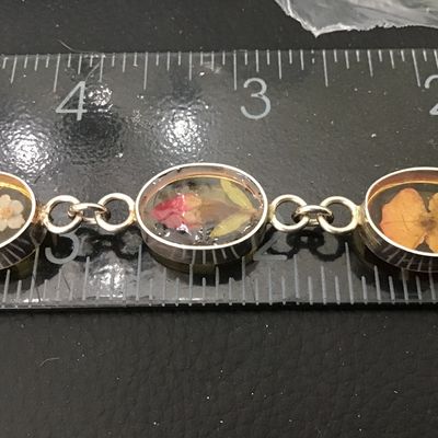 Sterling Silver Pressed Flower Vintage Bracelet