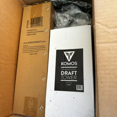NIB Komos V2 Stainless Steel Double Tap Kegerator