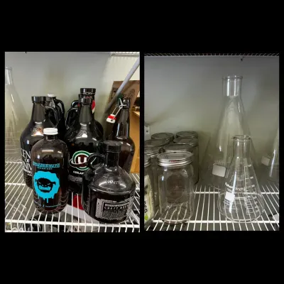 Growlers, Kerr Mason Jars & Lab Flasks