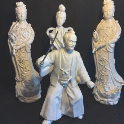 Four White Porcelain Asian Style Figurines