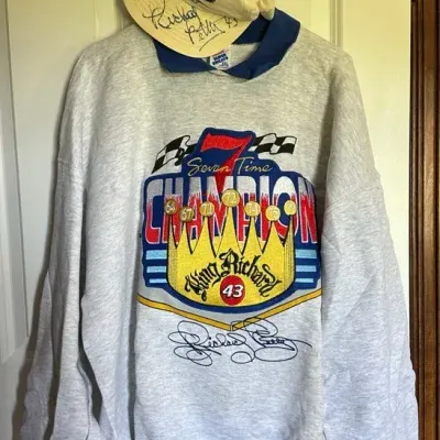 Vintage Richard Petty Signed Hat + Crewneck 