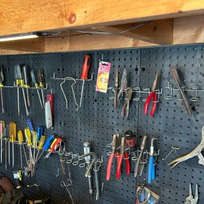Tools and Contents of Pegboard 
