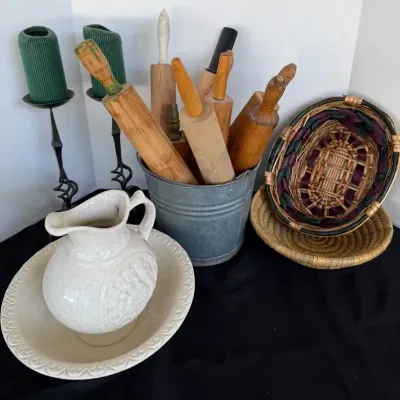 Rustic Kitchen Decor - Rolling Pins, Wash Basin, and More