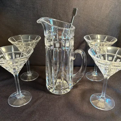 Waterford “Marquis” Pitcher & 4 Glasses W/Stirrer
