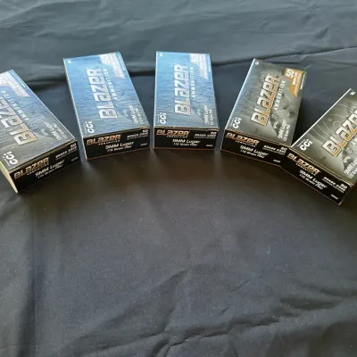 5 - 50 Count Boxes Blazer 9MM Luger Ammo