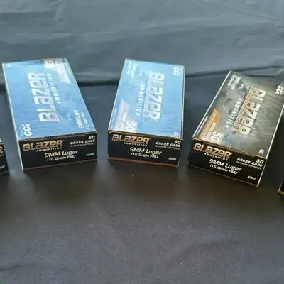 Blazer 9MM Luger 50 Count Boxes Of Ammo (5)