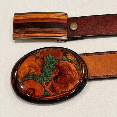 Sale Photo Thumbnail #32: C set of two women s leather belts with distinctive buckles