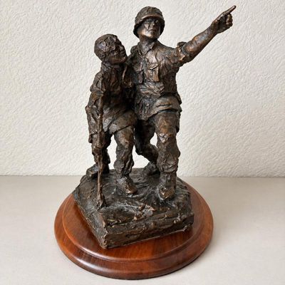 Sale Photo Thumbnail #217: M limited edition bronze sculpture of two infantry soldiers