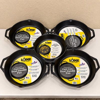 Sale Photo Thumbnail #117: Hk lodge seasonal cast iron dual handle pan set 5 pieces never used