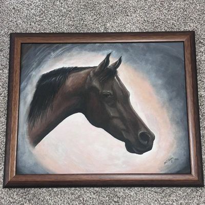 Sale Photo Thumbnail #3: Ar d c.f. heiney 1994 signed horse portrait on canvas – framed